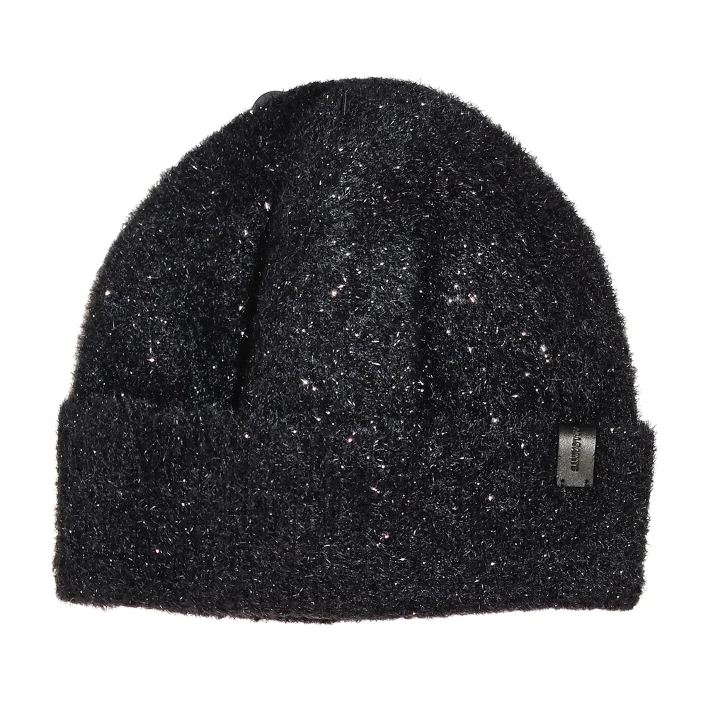 All Saints Beanie Hat Black Metallic Eyelash Knit Streetwear Outdoor Gift Modern